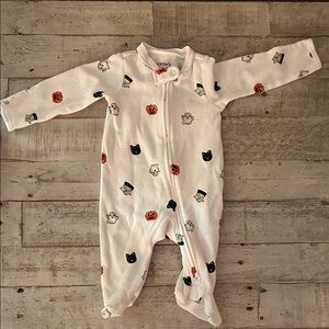 Carter's White Footie with Halloween Print